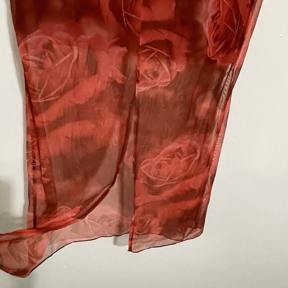 Meshki Aphrodite Strapless Mesh Midi Dress Size L Red Rose Print Sheer Party NWT - Picture 7 of 15